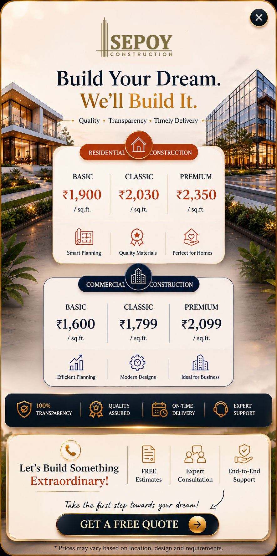 Sepoy Construction Mobile Banner